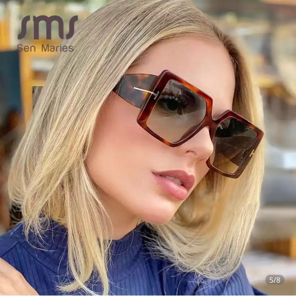Accessories - Classic Oversized Square Sunglasses Women New Fashion Black Leopard Sun Glasses